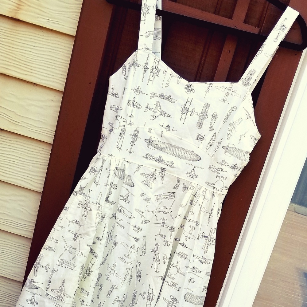 Aviation airplane print dress